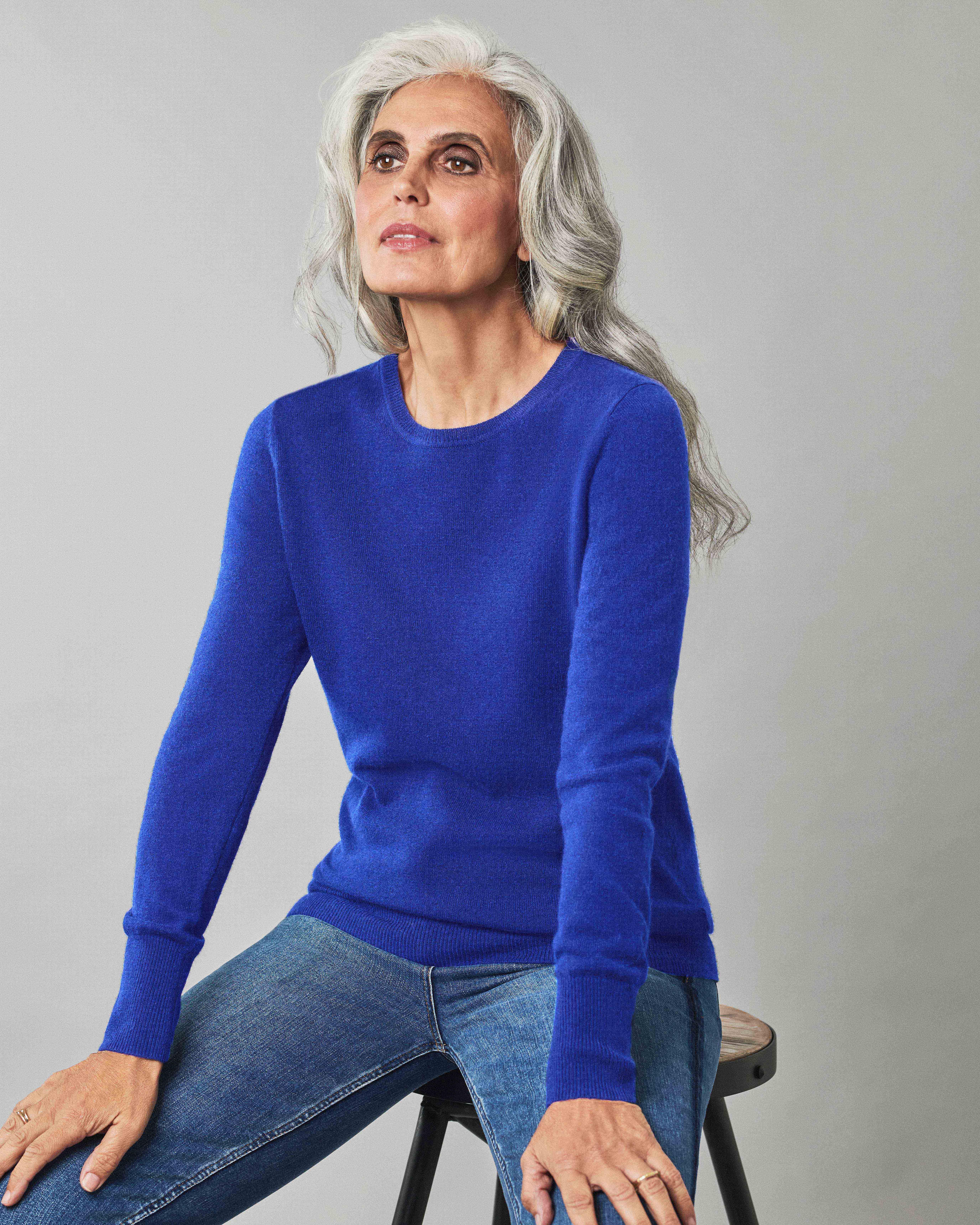 Royal Blue Cashmere Crew Neck Sweater Pure Collection