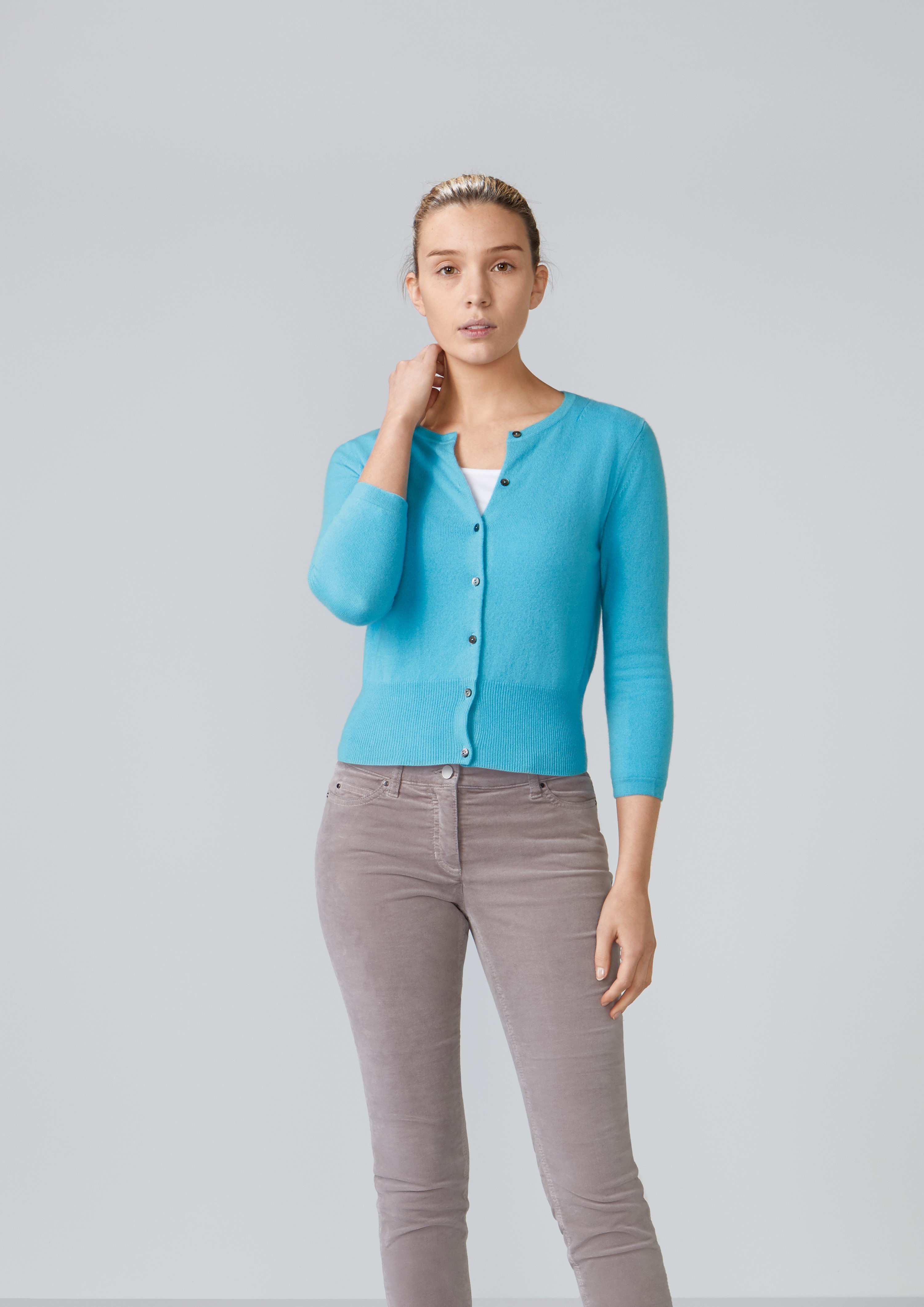 light turquoise cardigan