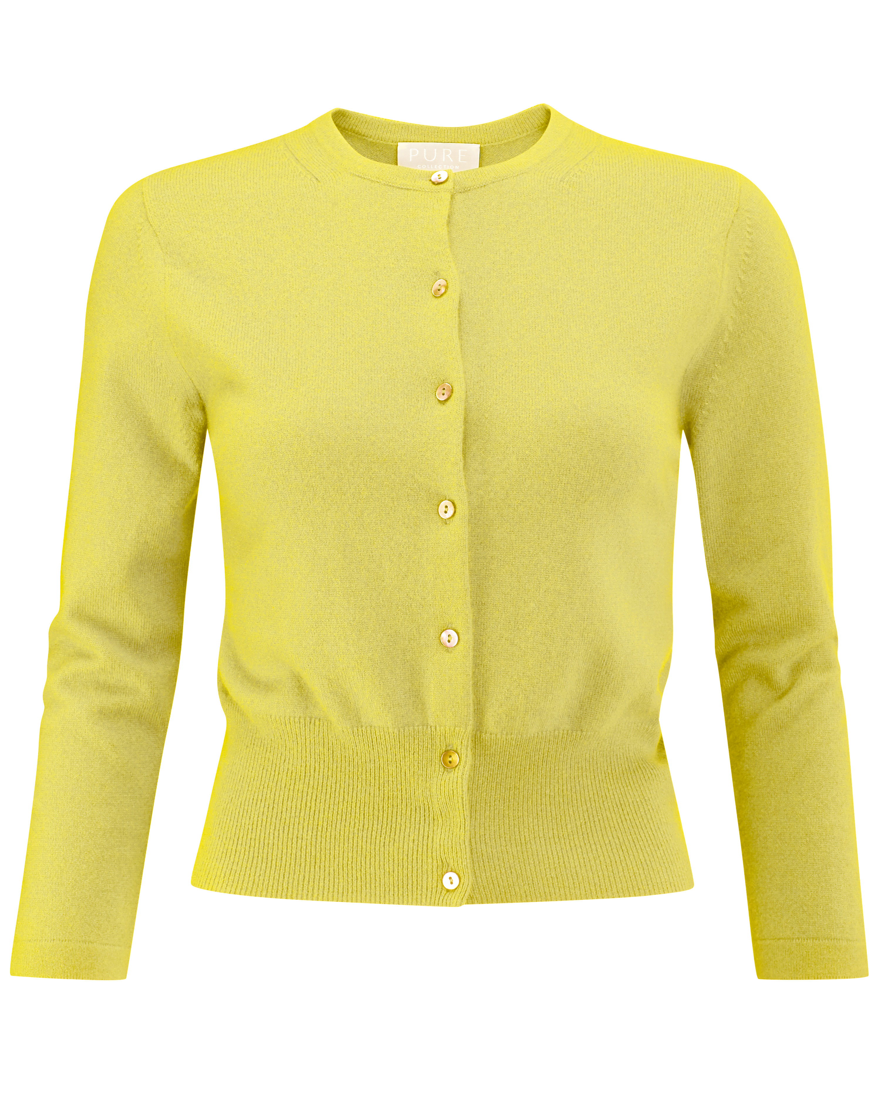 Chartreuse | Cashmere Cropped Cardigan | Pure Collection